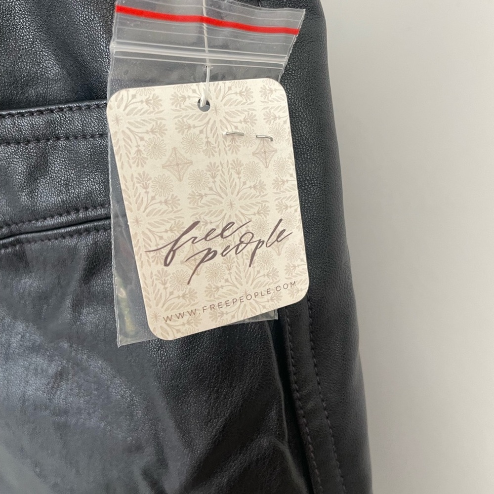 Free People We the Free Black Vegan Leather Pants 12 NWT with Disclaimer (Read) - Picture 6 of 7
